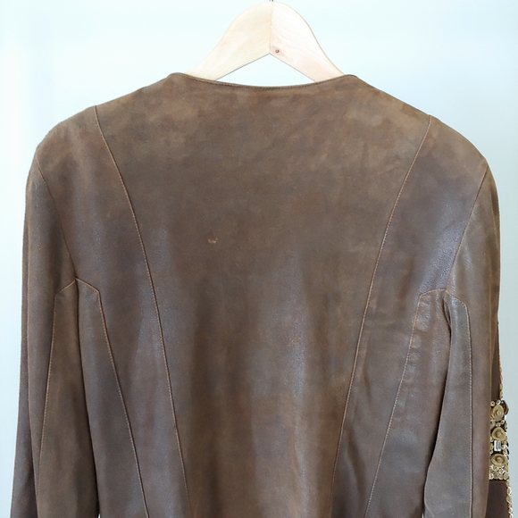 Sachin + Babi For Ankasa Brown Leather Jacket Size 8 - Picture 9 of 16